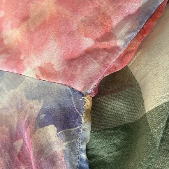 Angela Moda Silk Blouse Womens L Floral Off Shoulder Boho Made in Italy - Picture 6 of 8